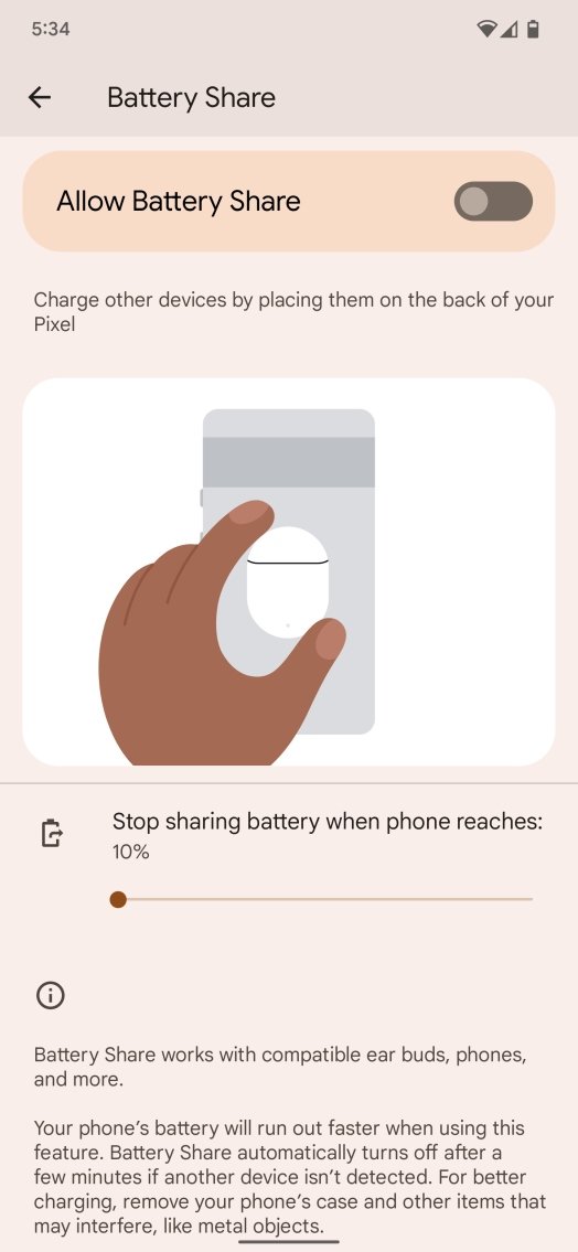 Google Pixel 6 Pro Battery Share