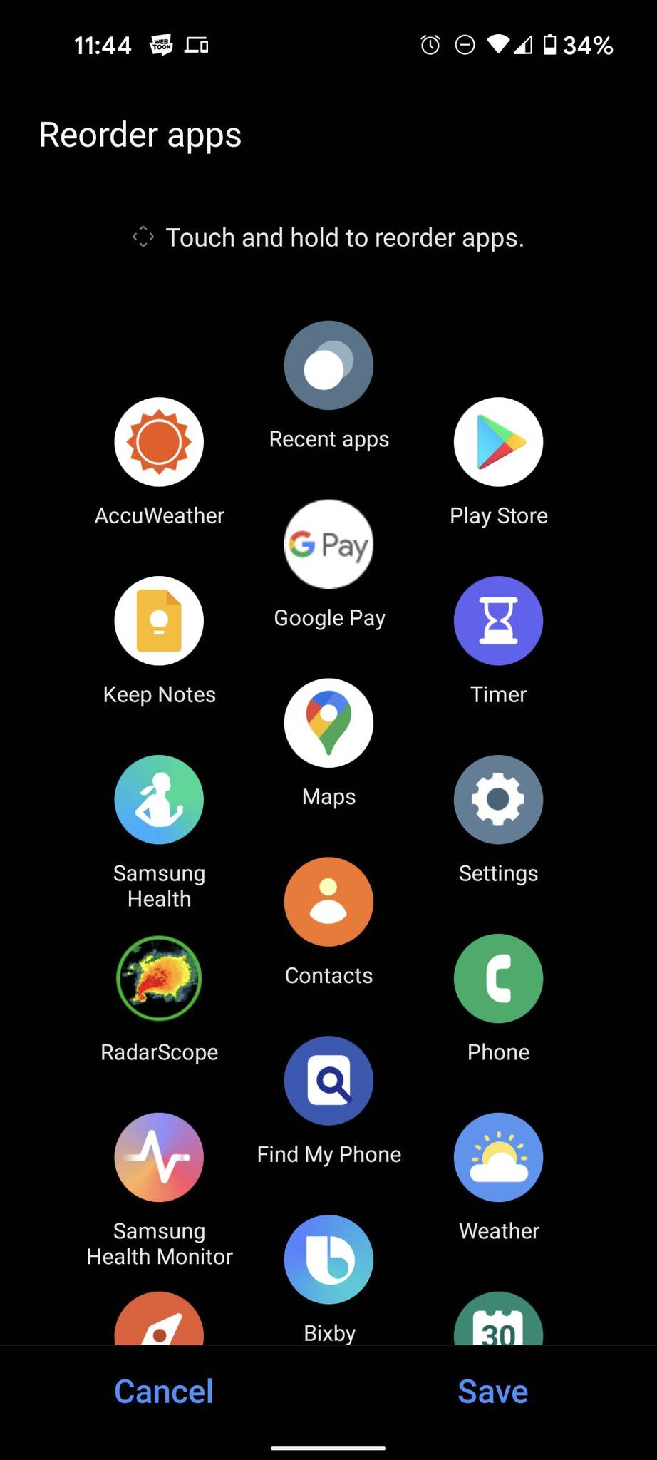 Arrange Apps on Galaxy Watch 4