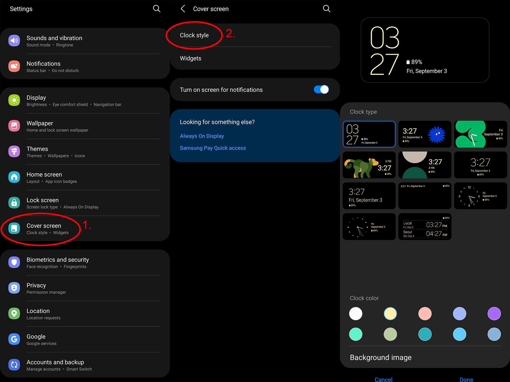 Samsung Galaxy Z Flip 3 Screenshot Cover Screen Clock
