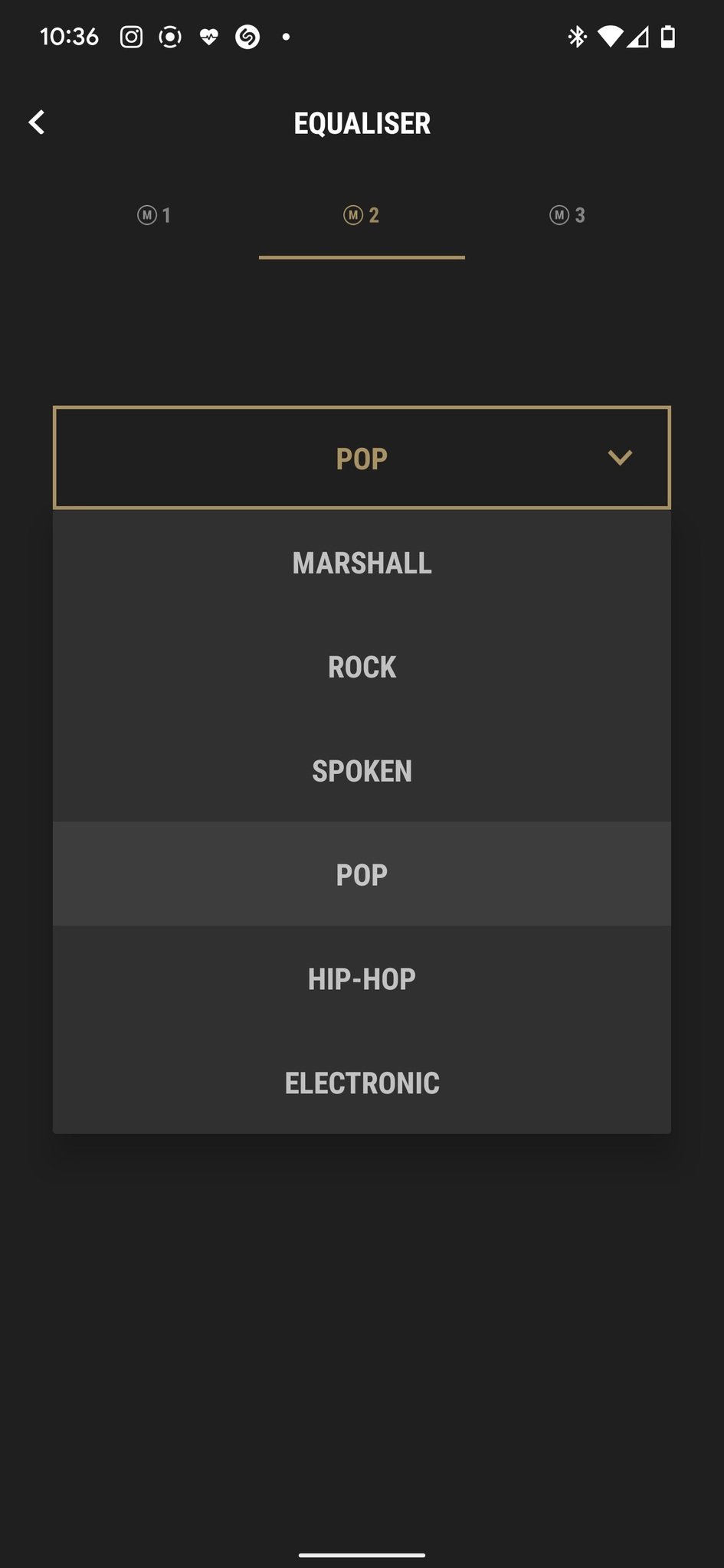 Marshall App Screen