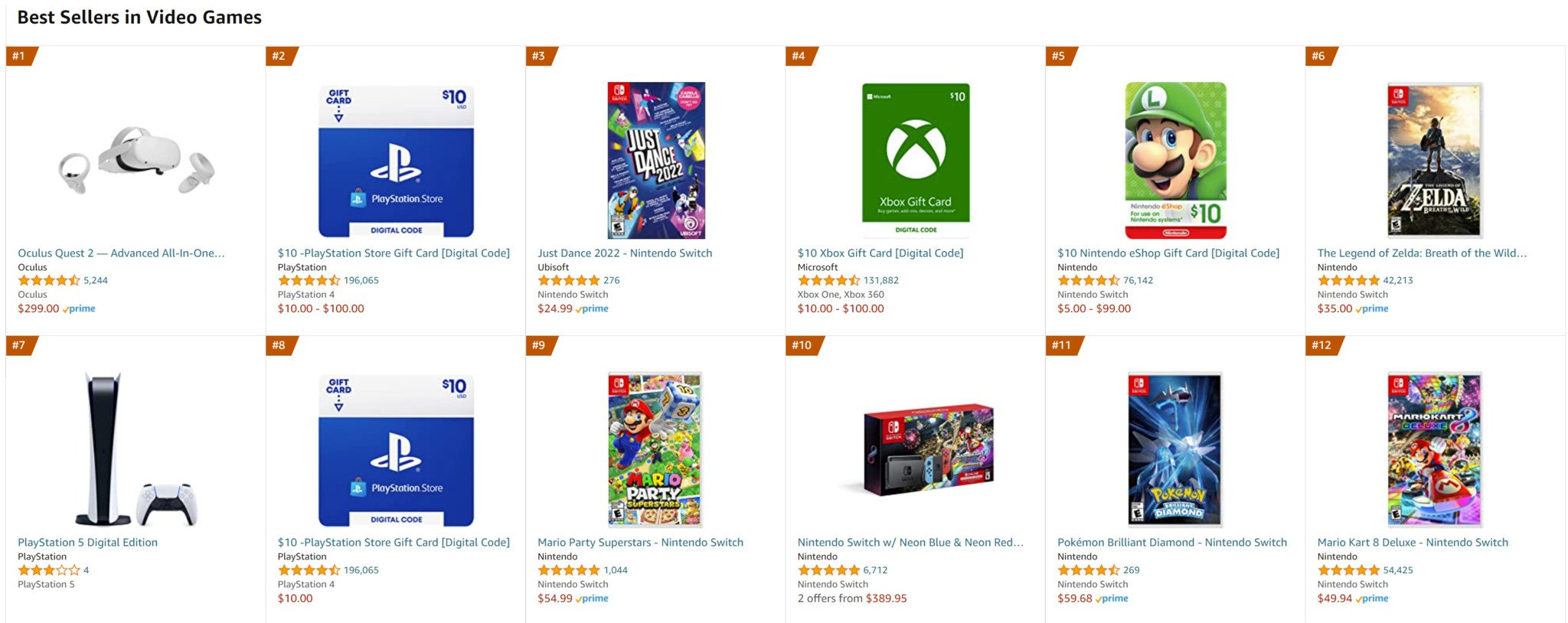 Amazon Best Selling Video Games Black Friday