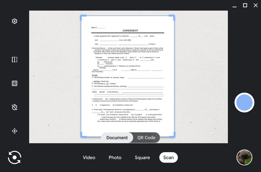 Chrome OS Camera App Document Scan