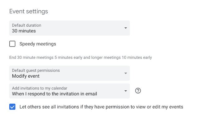 Google Calendar Event Invites