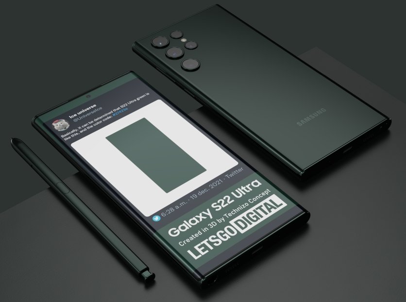 Samsung Galaxy S22 Ultra Green Concept Render