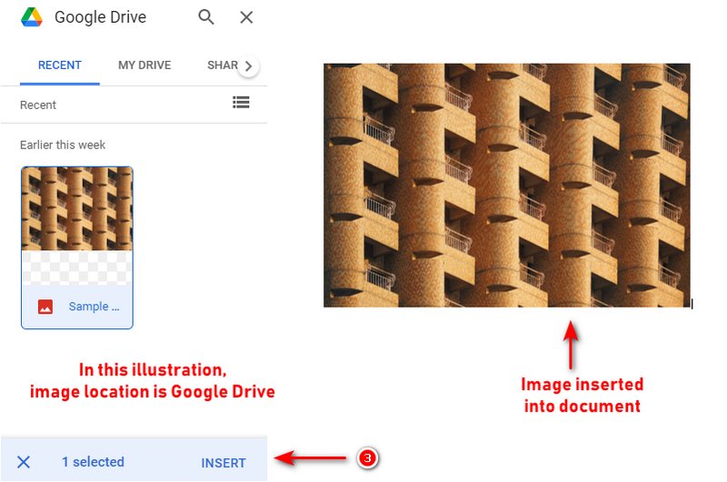Menu de inserção universal para imagens Google Docs Step