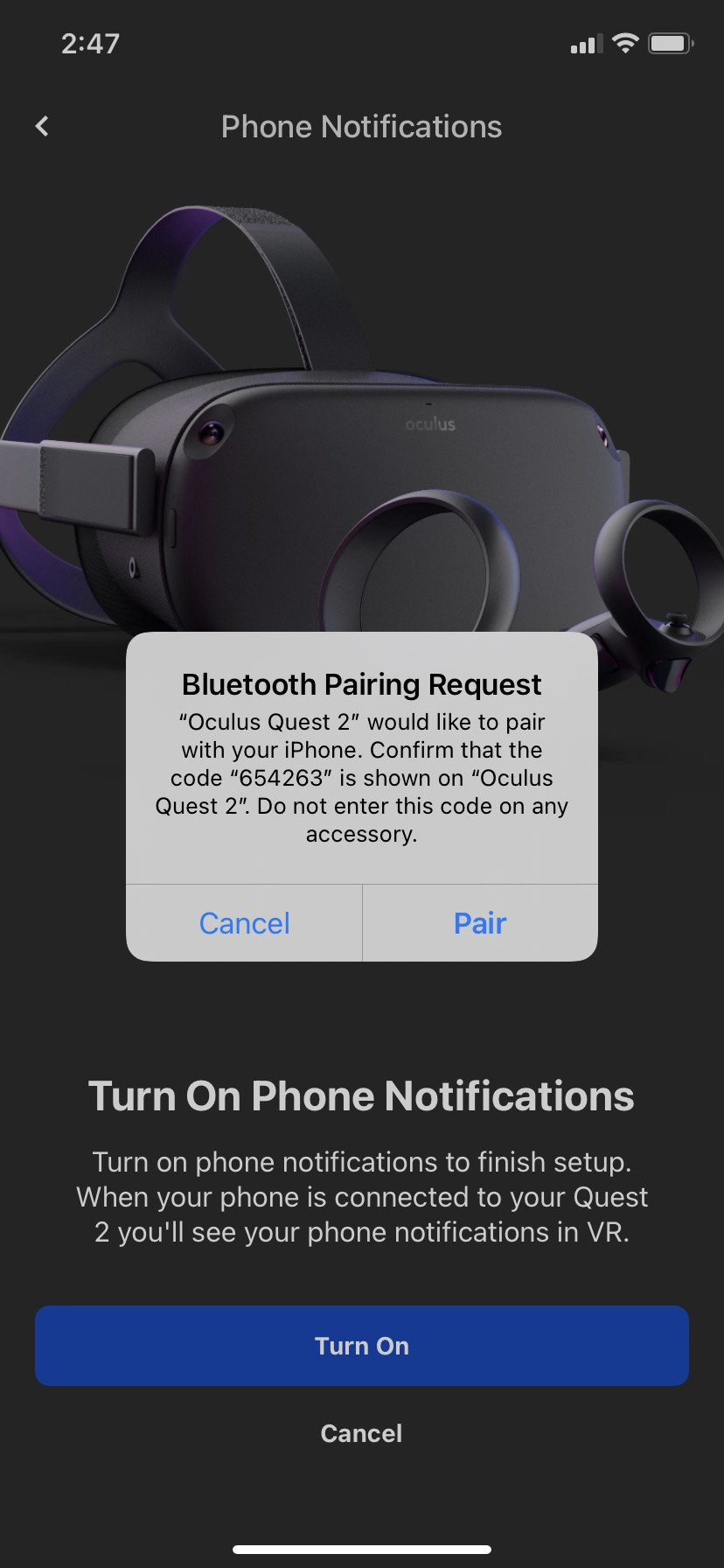 Quest 2 Phone Notifications