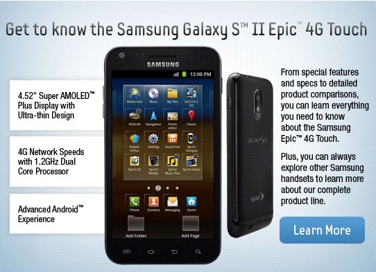 Sprint Galaxy S II Epic 4G Touch