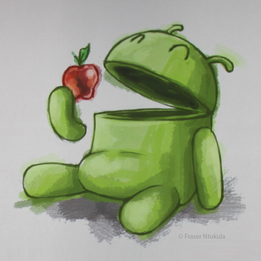 Android eats apple