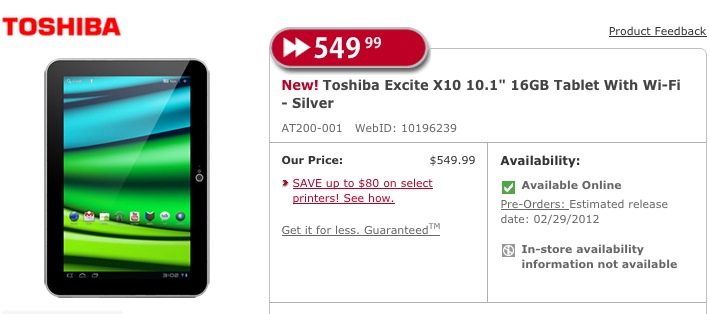 Toshiba Excite X10