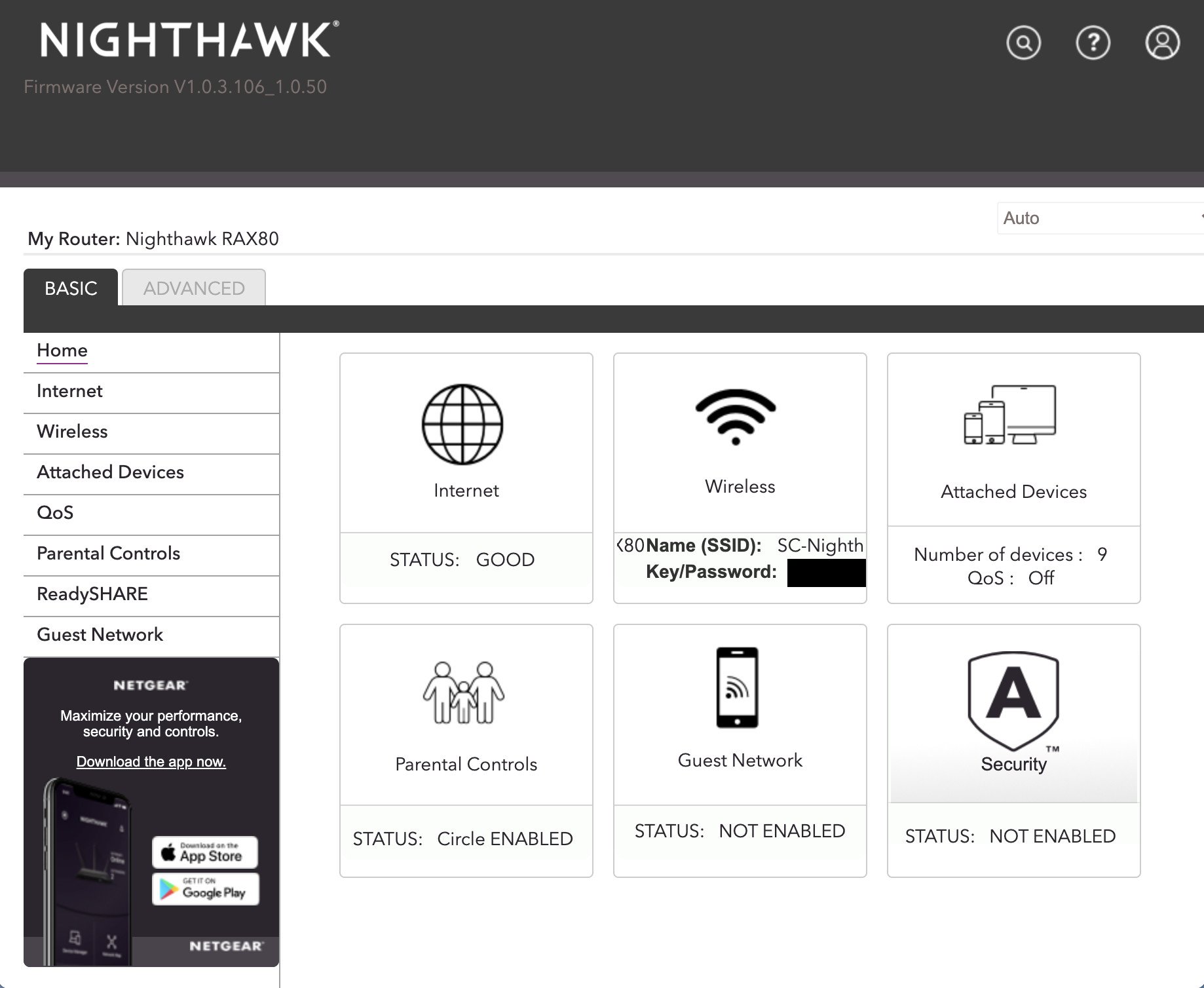 Netgear Nighthawk Rax80 Web Interface