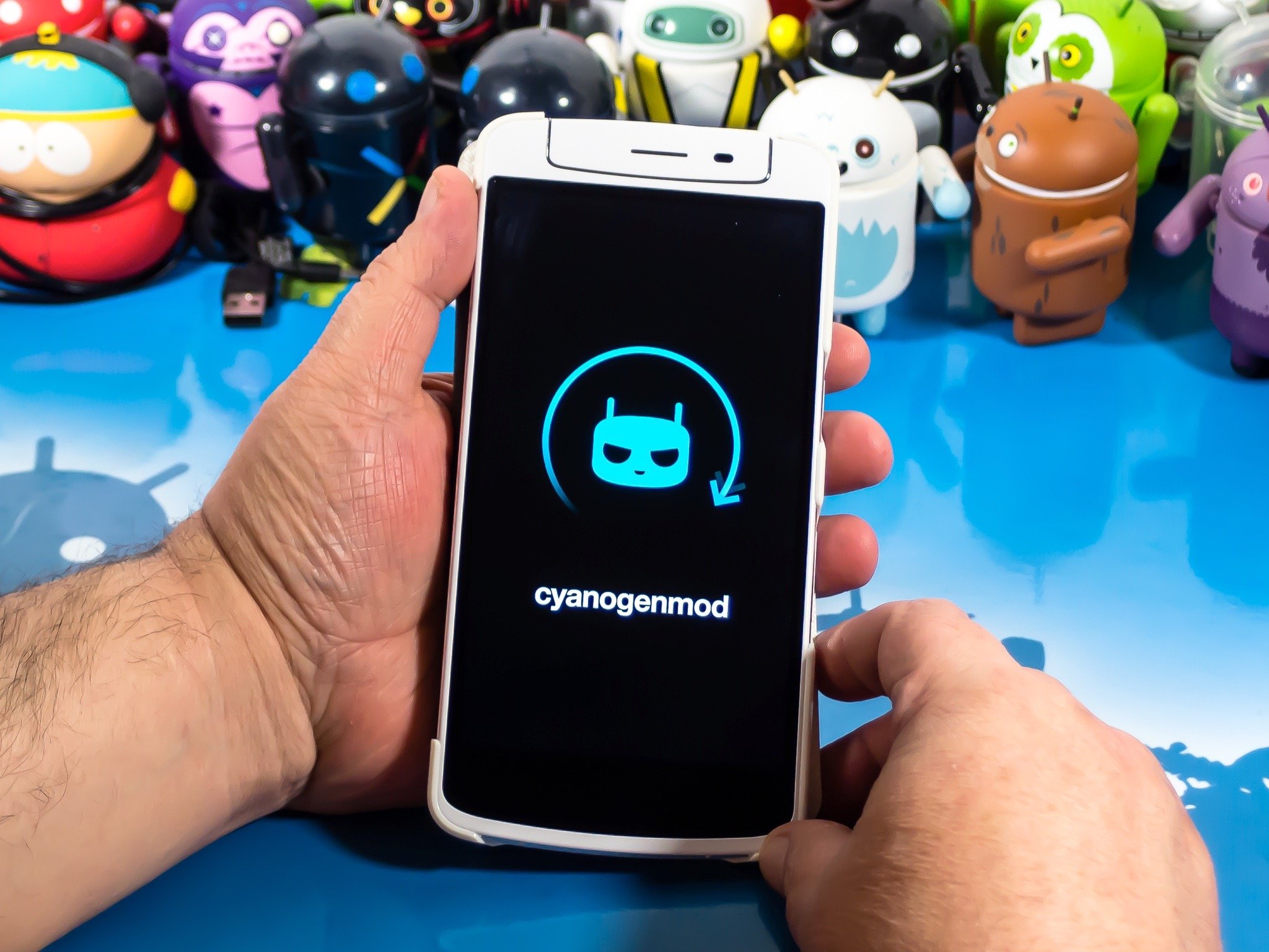 CyanogenMod logo on an Android phone