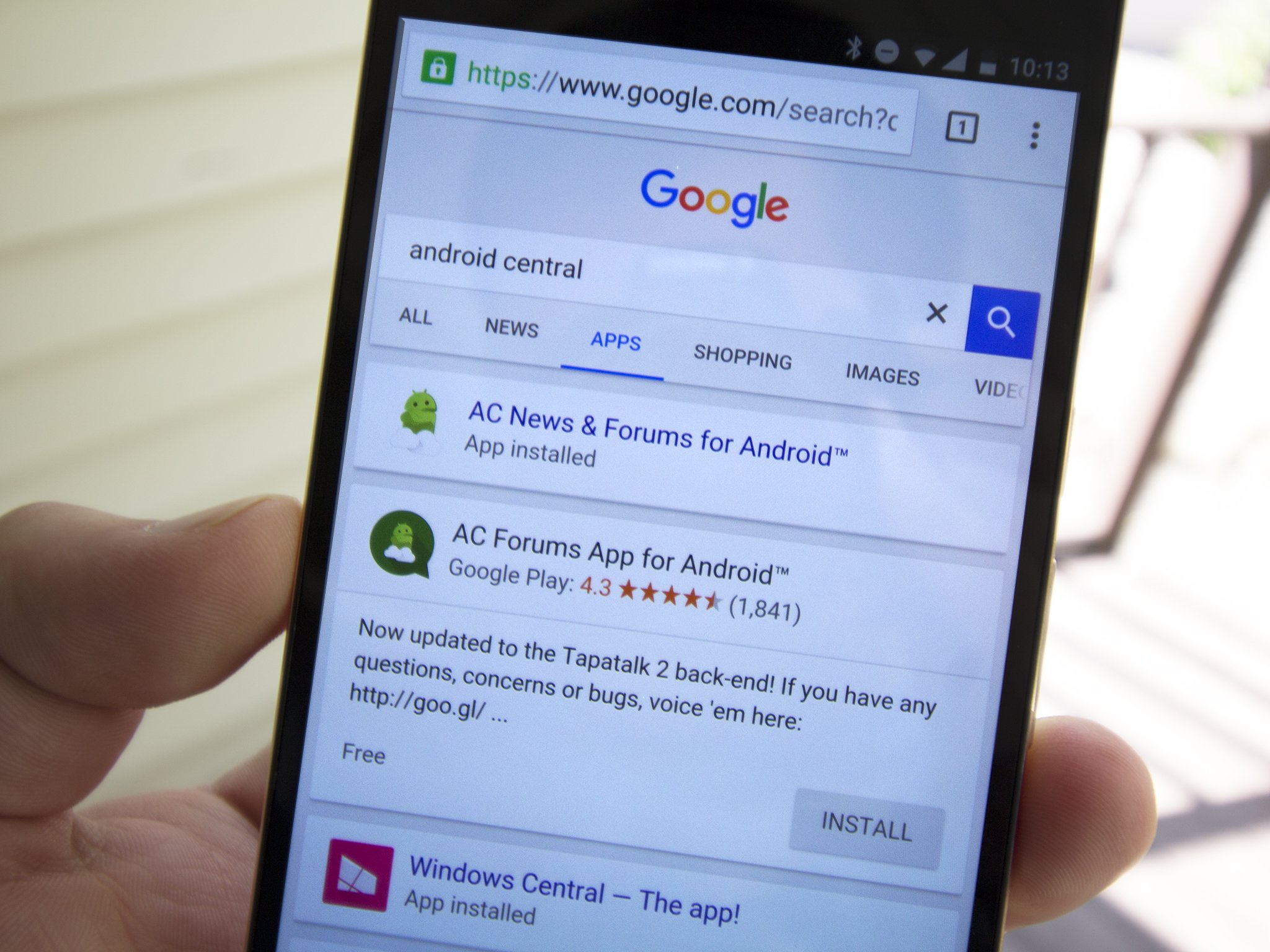 Apps in Google mobile search results