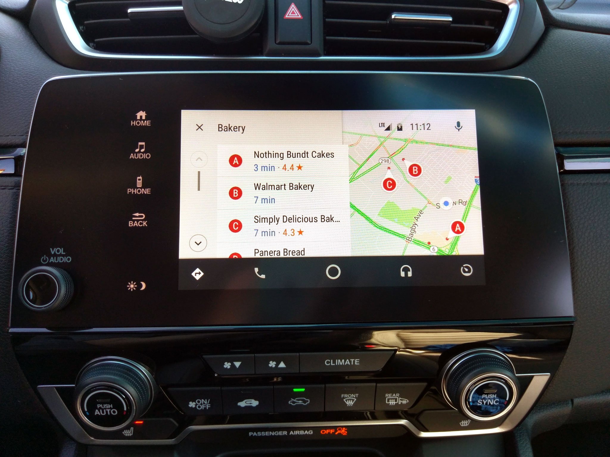 crv android auto maps search bakery