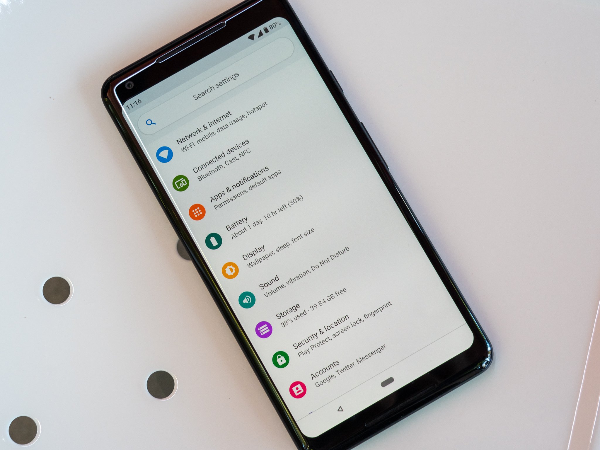 Android Pie's settings page