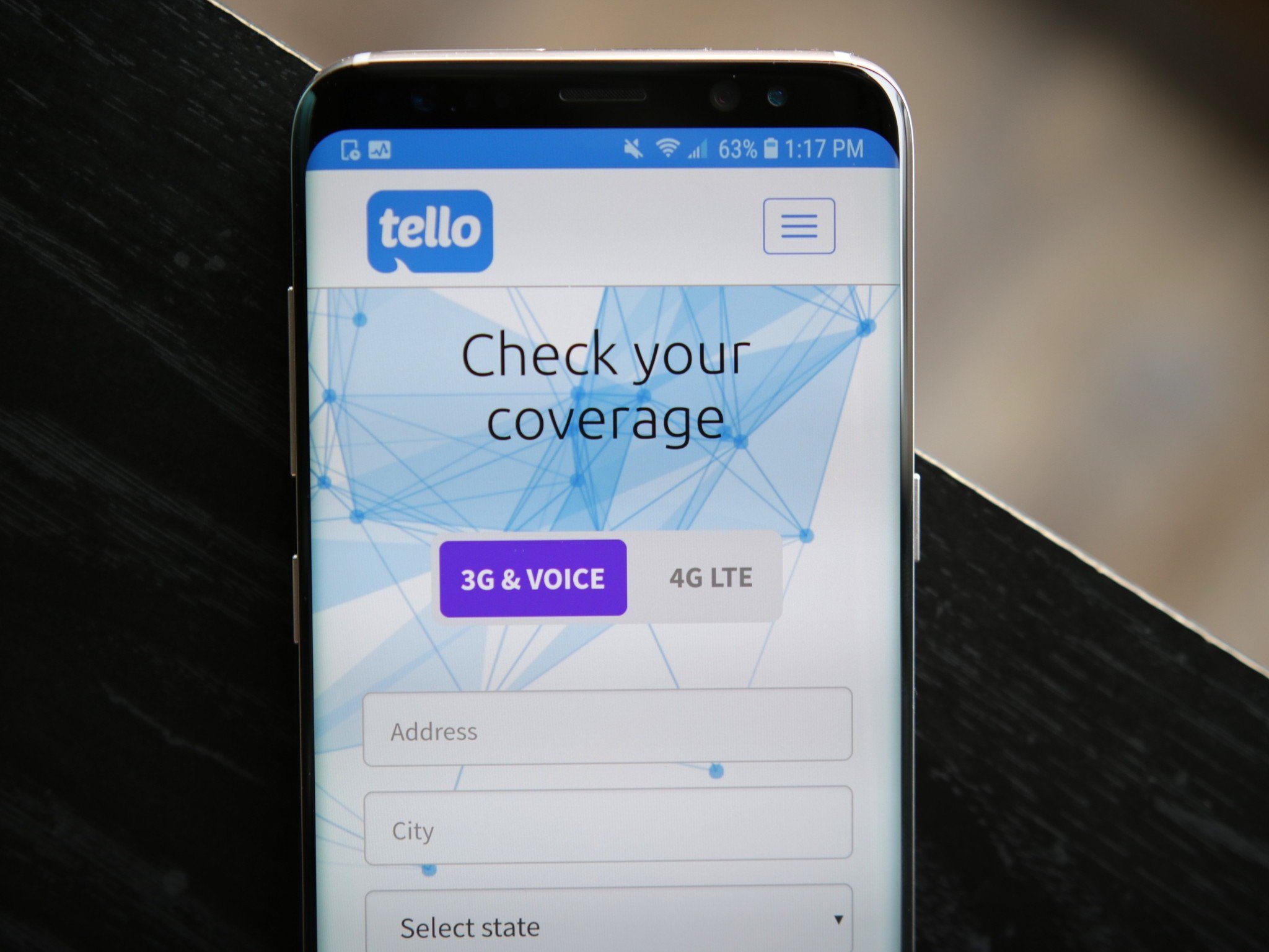 Tello website with coverage map