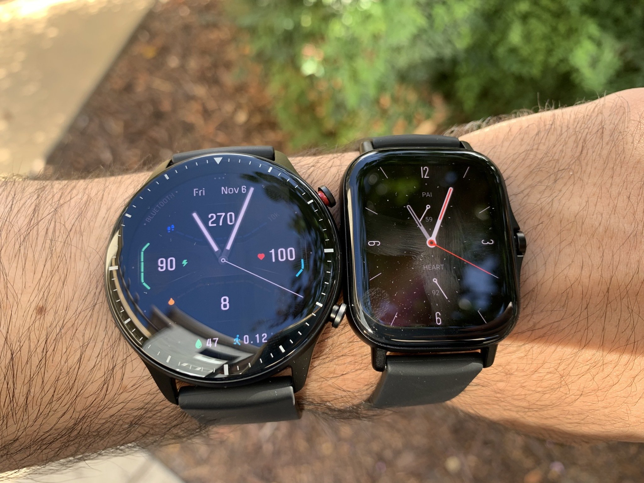 Amazfit GTR 2 and GTS 2 on one wrist