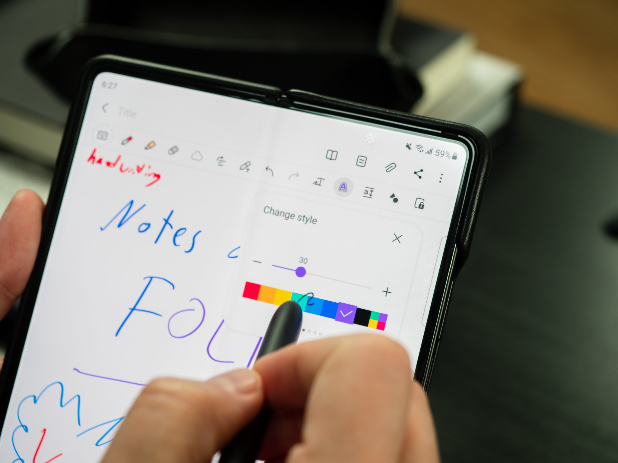 Samsung Galaxy Z Fold 3 S Pen notes colors