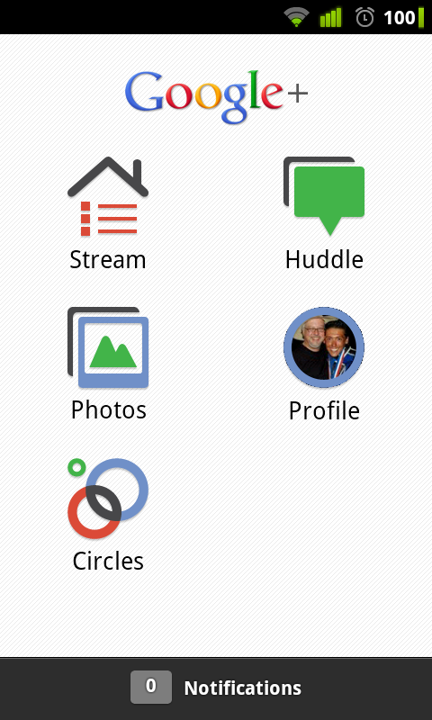 Google+ main menu