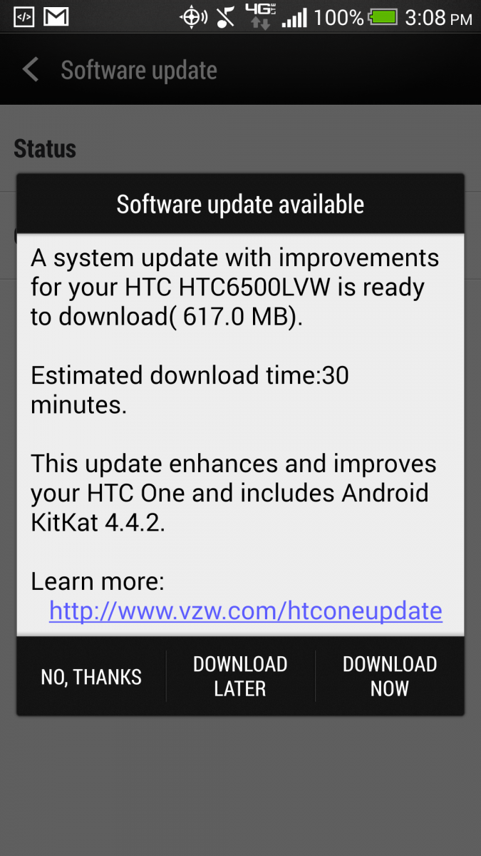 Verizon HTC One update