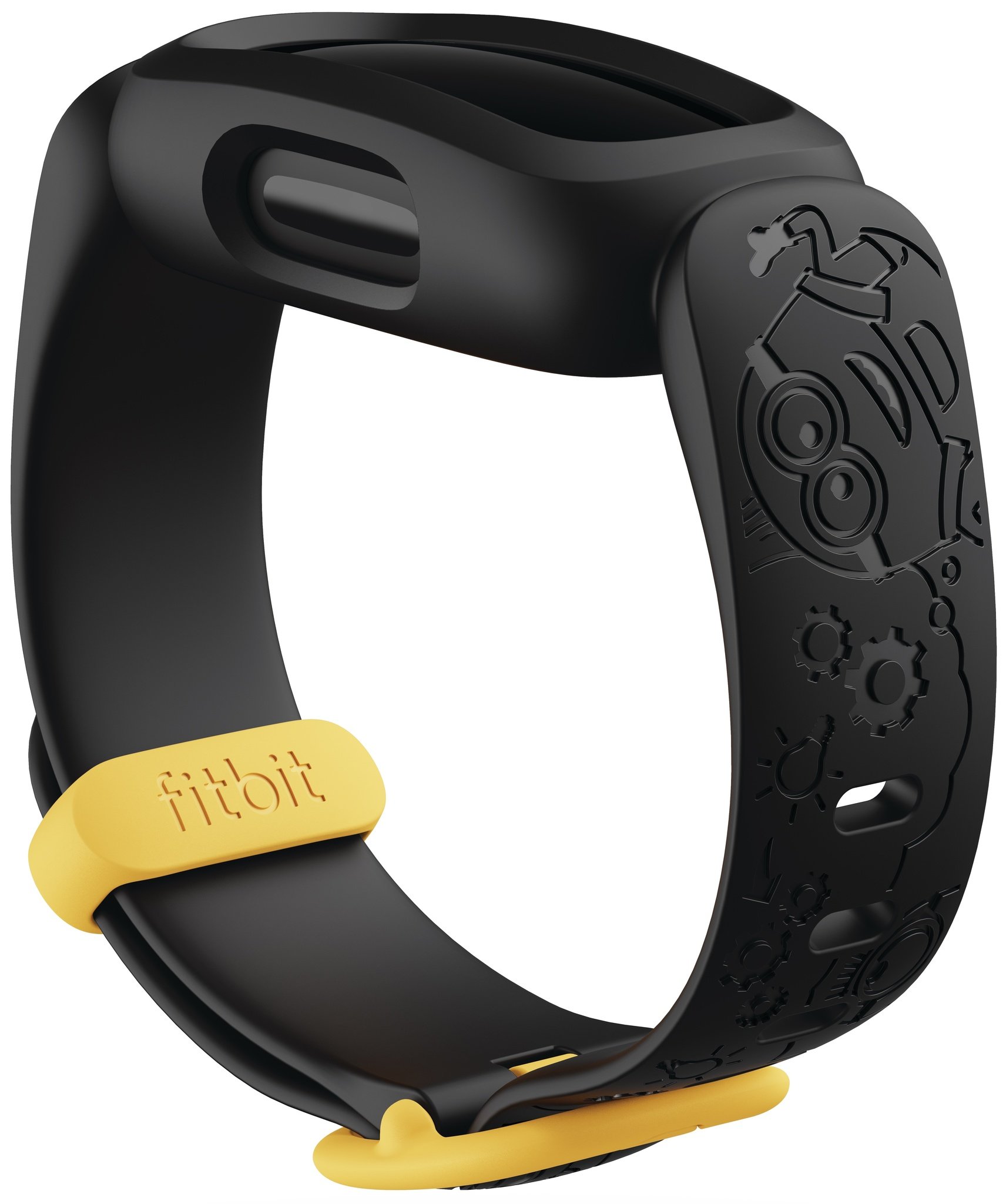 Product render of Fitbit Proxima Kids, dramatic view, in Mischief Black.