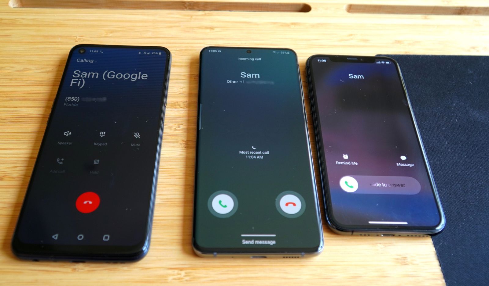 A Google Fi phone forwards a call to an iPhone