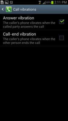 adjust call vibrations