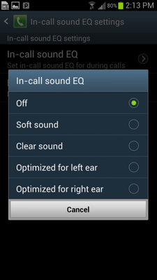 choose in call sound EQ that works best