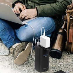 This battery charger includes a portable AC outlet and is on sale for $60