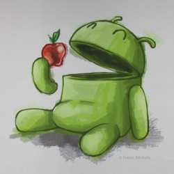 Android eats apple, grab the wallpaper!