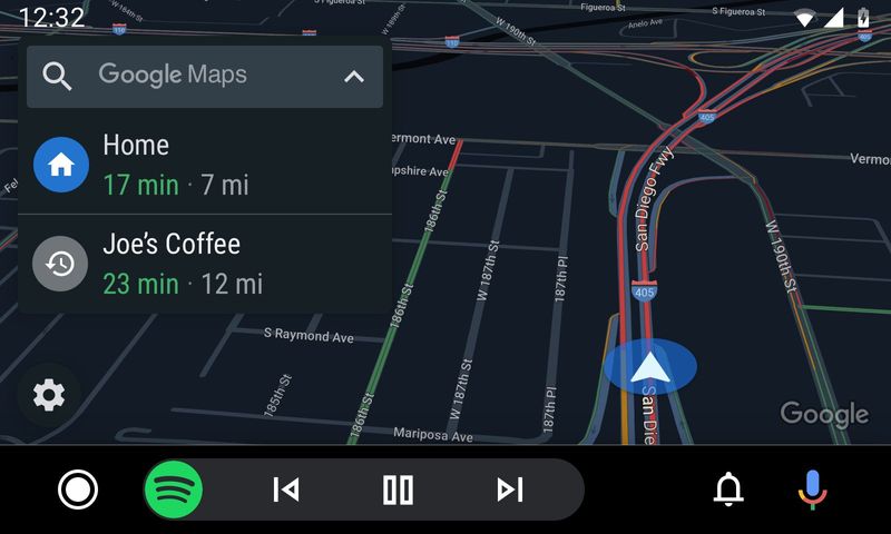 Android Auto Google Maps interface