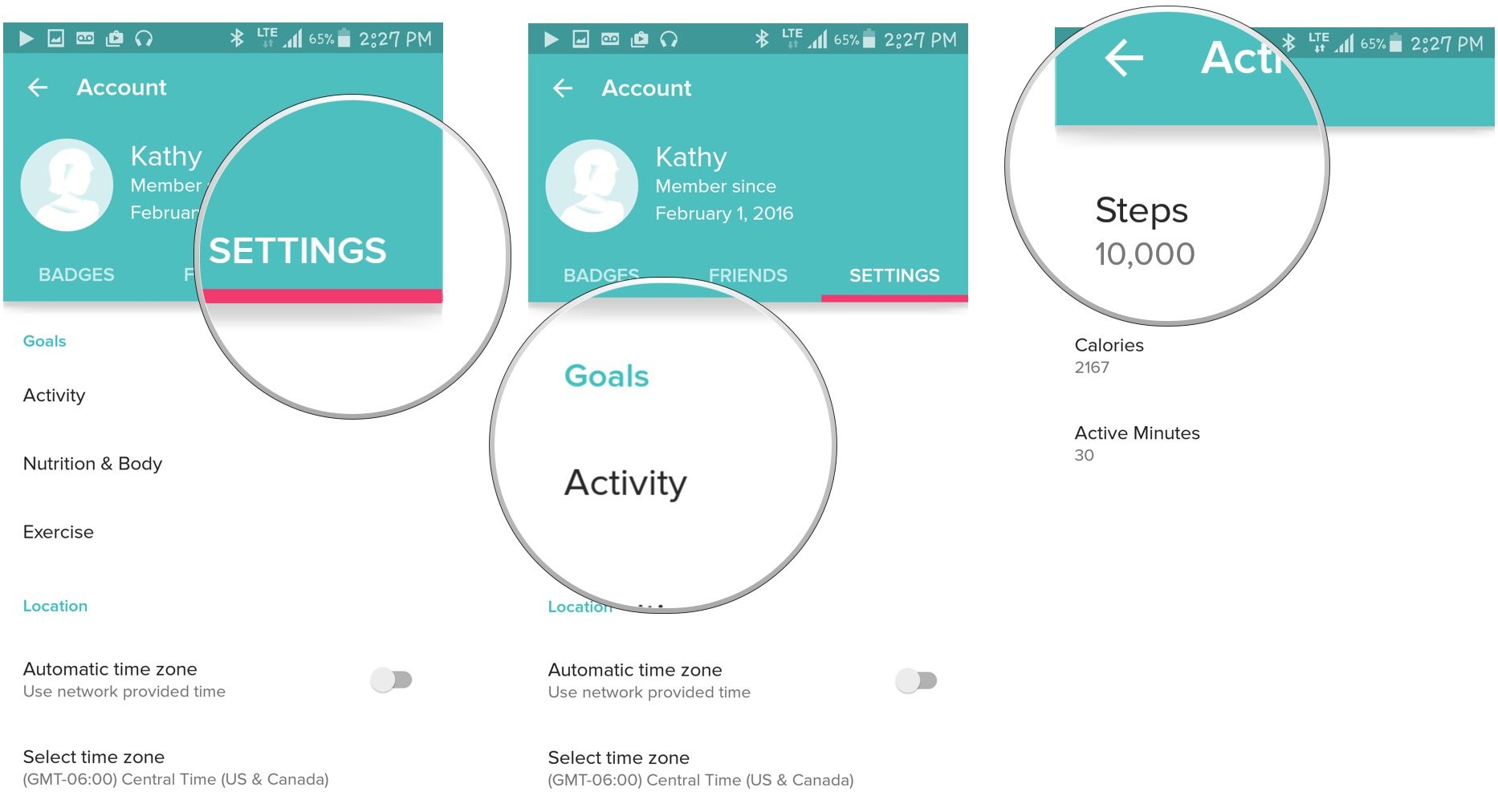 how to change your step goal on fitbit charge 2