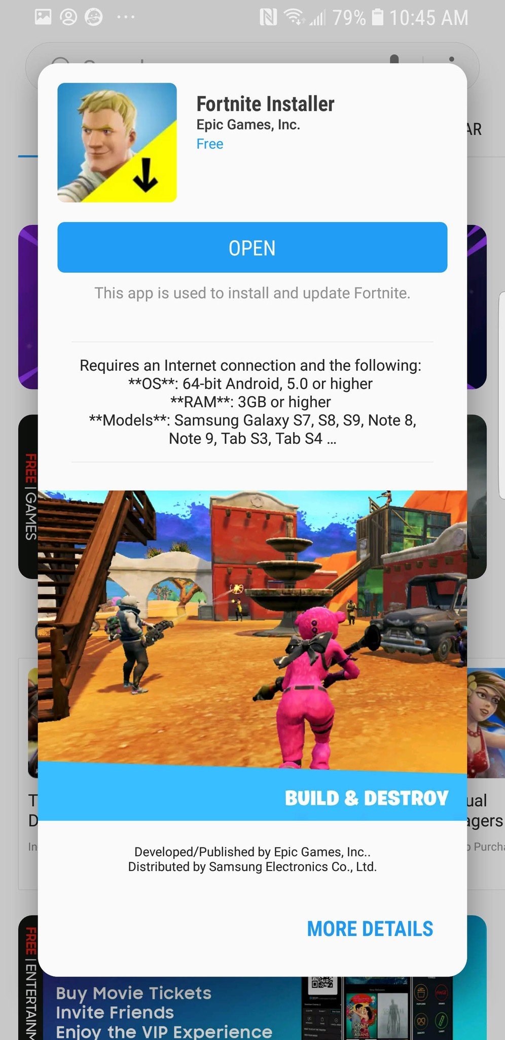 tap to launch the galaxy app store - fortnite aptoide