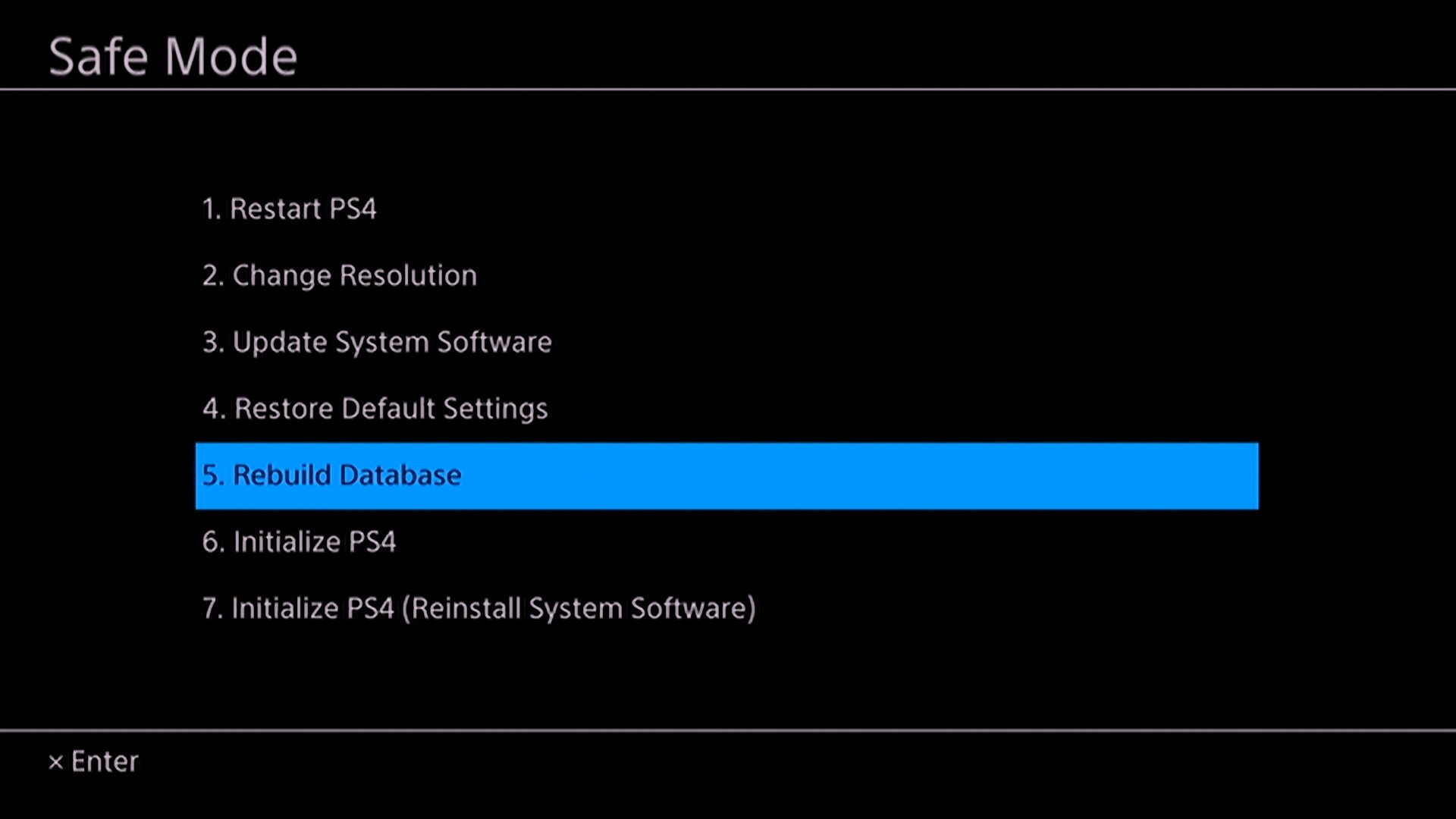 scroll down in the menu until you reach option 5 rebuild database - how to update fortnite on ps4 faster