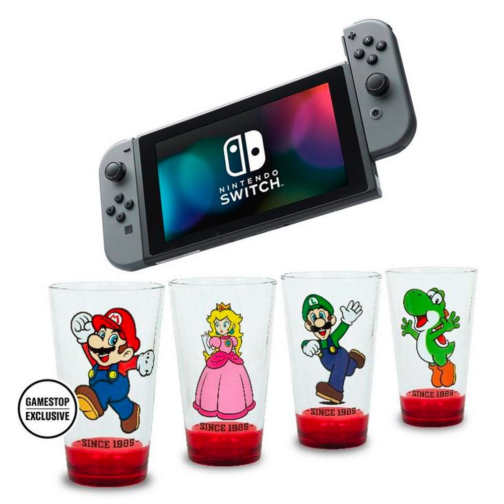 Nintendo Switch Mario Glass Set Bundle